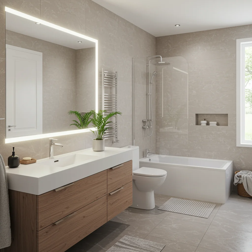 Primary bathroom remodel with frameless glass shower by Barzel Builders