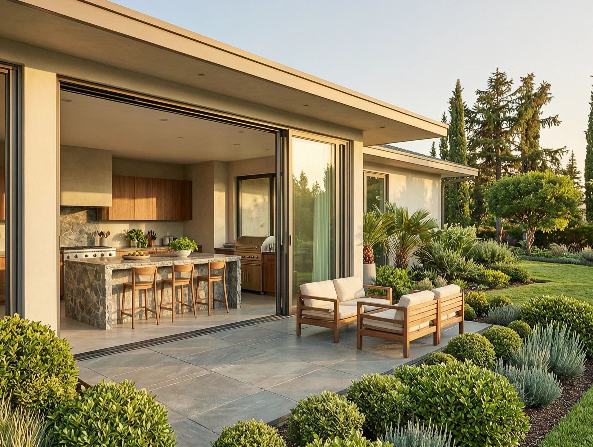 Indoor outdoor living Atherton luxury home design