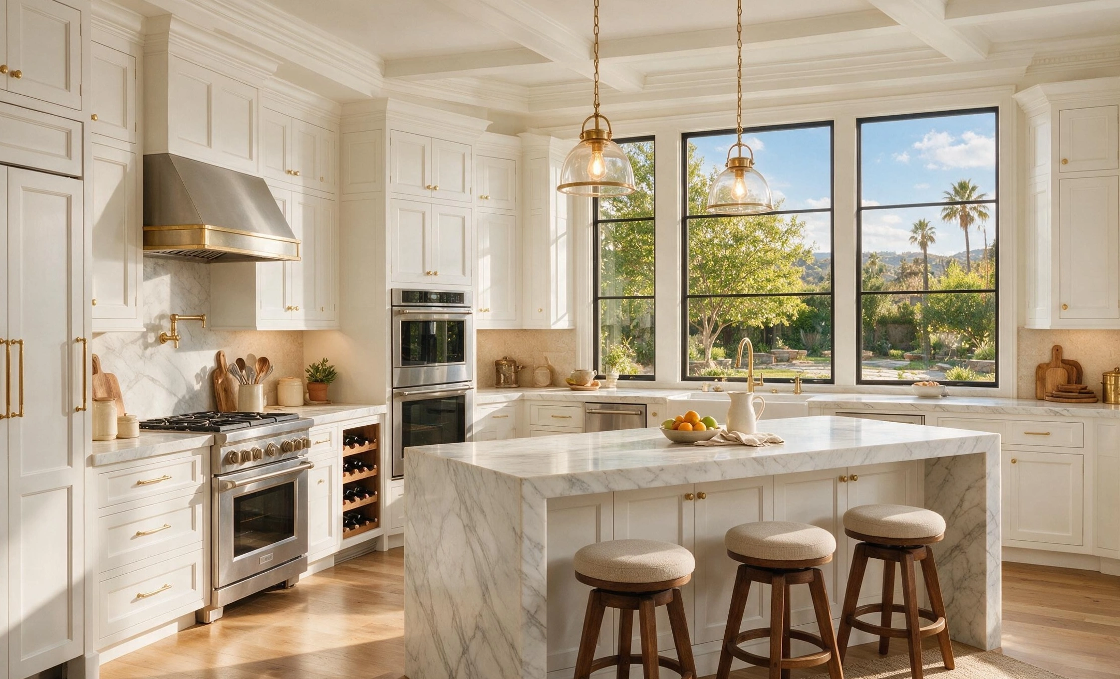 Kitchen remodeling Palo Alto luxury custom white shaker cabinets floor to ceiling by Barzel Builders