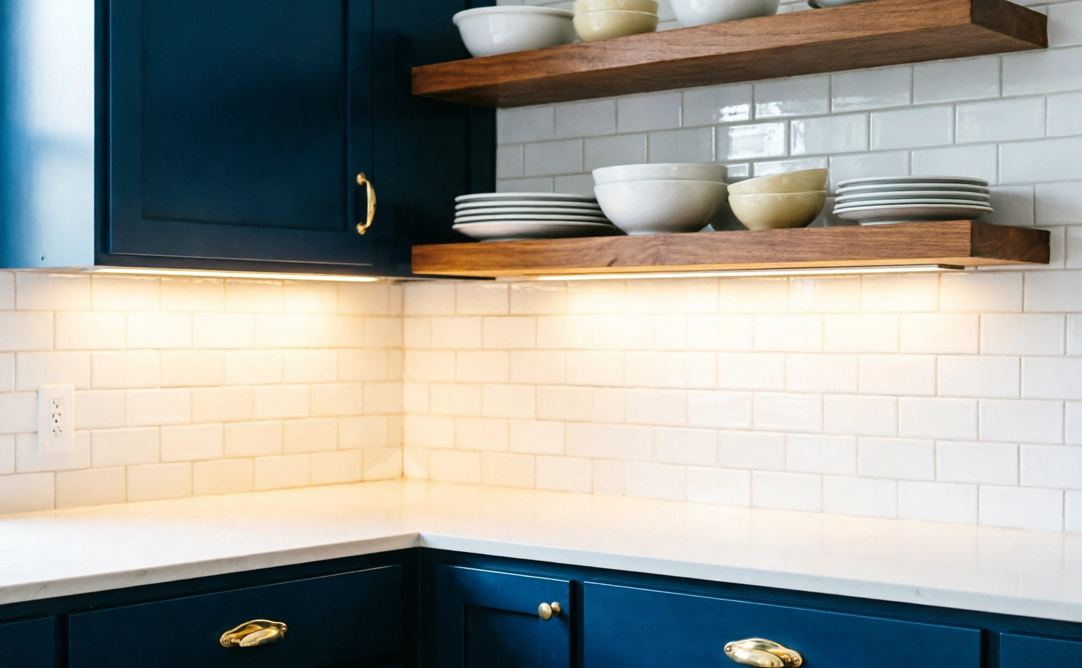Kitchen remodeling Palo Alto custom navy blue cabinets with brass hardware bold Bay Area design
