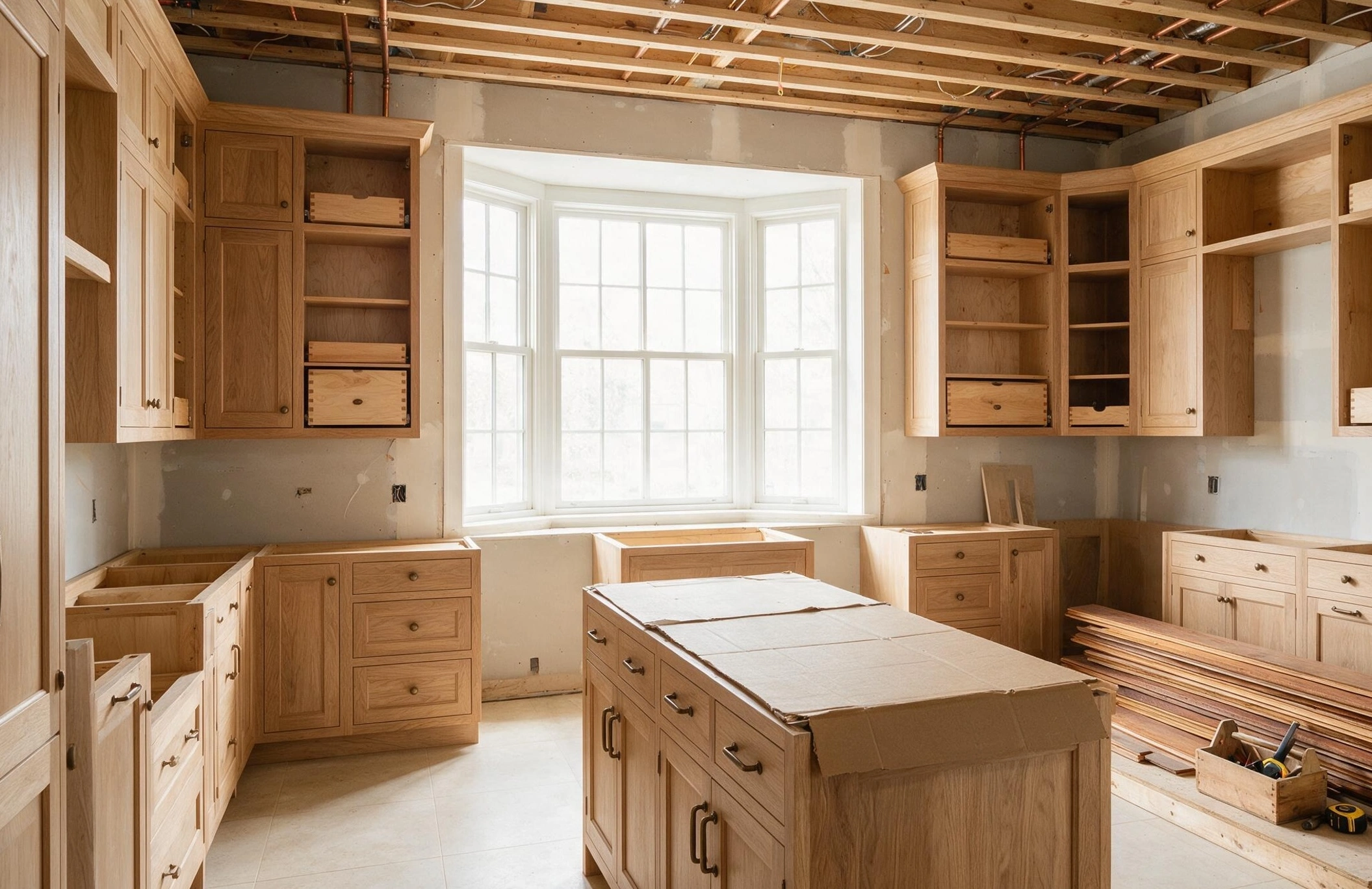 Kitchen renovation Palo Alto custom cabinetry installation in progress Barzel Builders