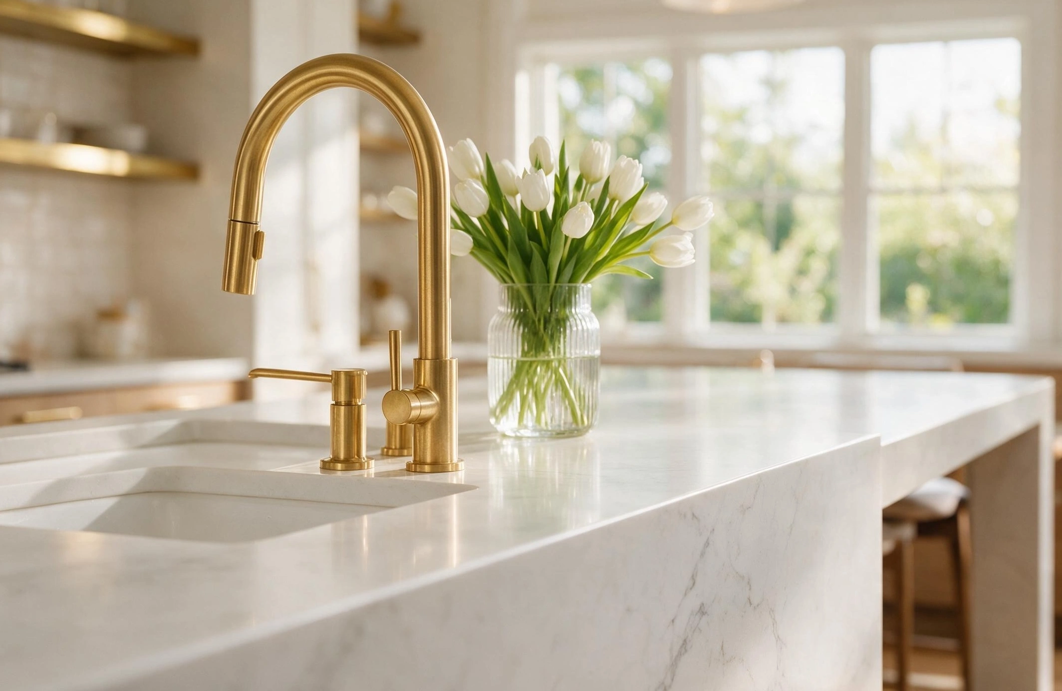 Kitchen remodel cost Palo Alto white quartz waterfall island countertop premium finish